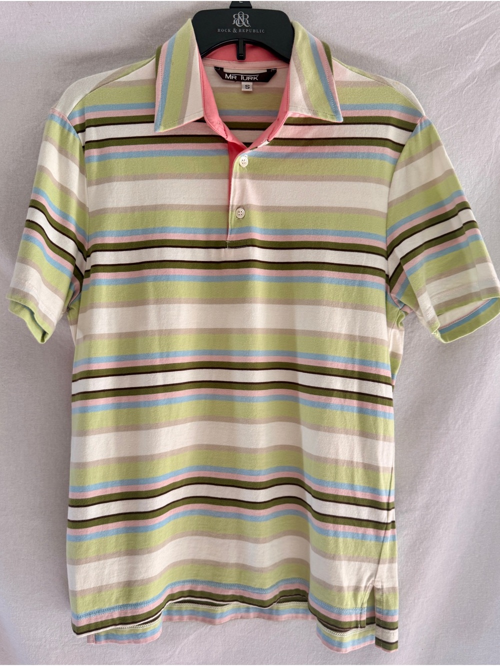 Mr Turk Pastel Striped Short-Sleeve Button Down Shirt - Multicolor